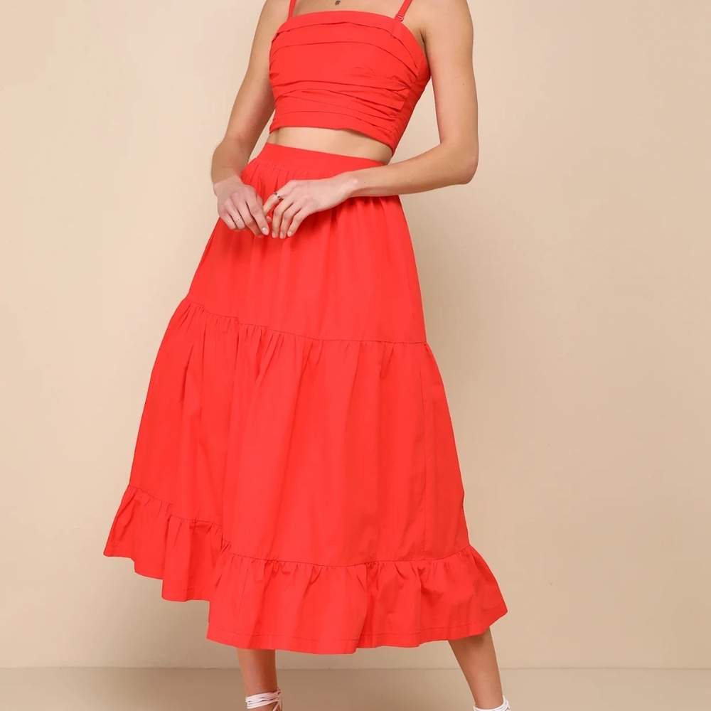 Lulu's Red A-Line Skirt